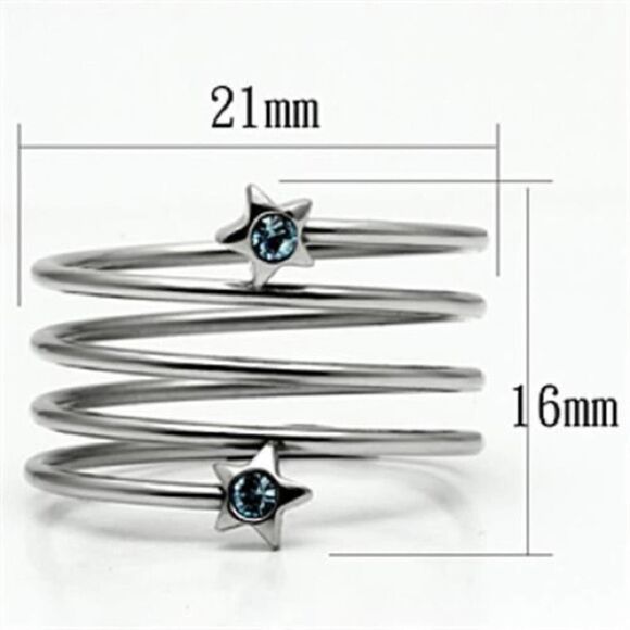 Stainless steel wrap around crystal Blue Rhinestone Star ring Sizes 5,11 - Picture 4 of 6